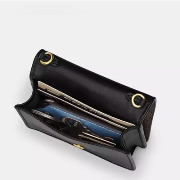 Coach Mini Wallet on a Chain Gold-tone Detachable Crossbody Card case - Picture 7 of 10